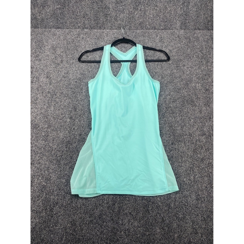 Lululemon Racerback Tank Top Womens 4 Aqua Mint Green Mesh Ruched Back Yoga Gym